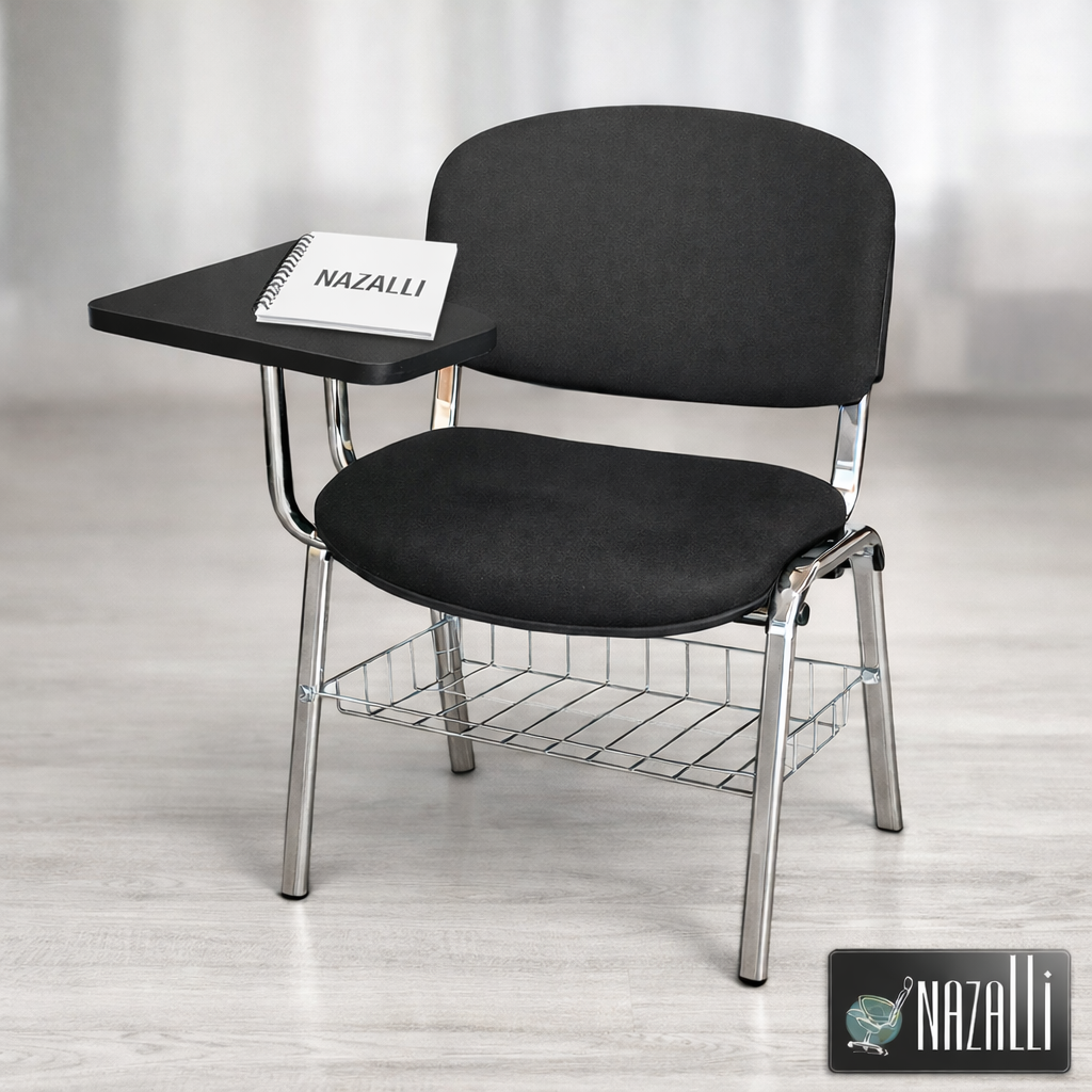 Form Ahşap Yazı Tablalı Krom Ayaklı Konferans Koltuğu