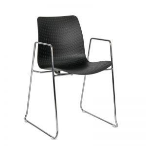 Dalmi - Black Plastic Office Chair with Chrome Leg