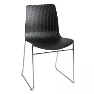 Dalmi - Black Plastic Armless Office Chair with Chrome Leg