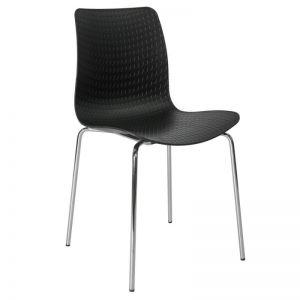 Dalmi - Black Plastic Armless Office Visitor Chair with Chrome Leg
