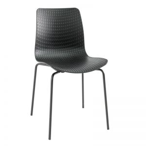 Dalmi - Black Plastic Armless Office Guest Chair with Metal Leg