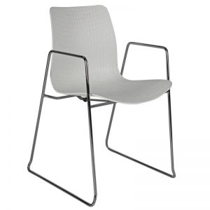 Dalmi - White Plastic Office Chair with Chrome Arm and Leg