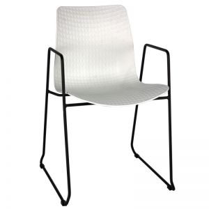 Dalmi - Boyalı Ayaklı ve Kollu Beyaz Plastik Gövde Bekleme Sandalyesi