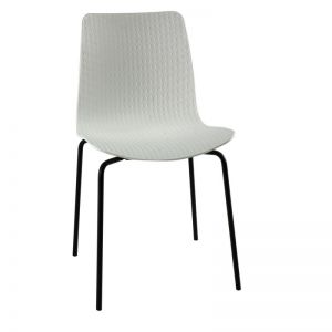 Dalmi - White Plastic Armless Office Guest Chair with Metal Leg