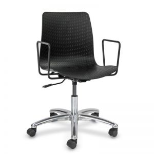 Dalmi - Black Plastic Chief Armchair with Metal Arms