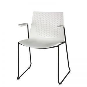 ROY - Guest and Conference Chair White Plastic With Metal Leg