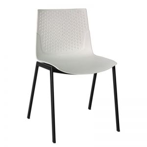 Roy - Boyalı Boru Ayaklı Kolsuz Beyaz Plastik Gövdeli Bekleme Sandalyesi