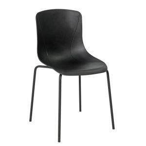 Rodos - Boyalı Boru Ayaklı Siyah Plastik Gövdeli Bekleme Sandalyesi