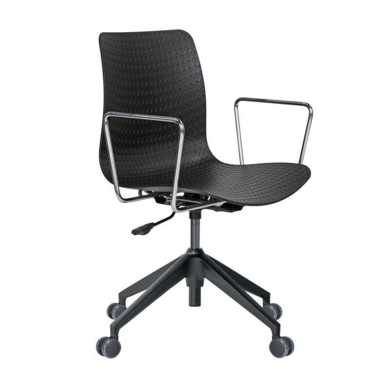 Dalmi - Black Plastic Chief Chair with Chrome Arms