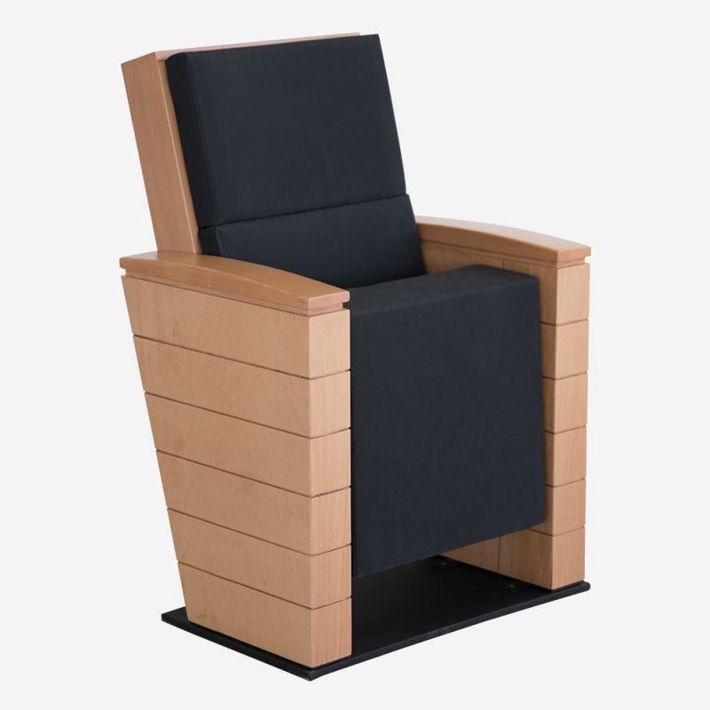 Wood Uzun Ahşap Kollu Tablalı Konferans Koltuğu
