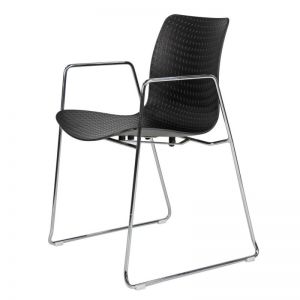 Dalmi - Black Plastic Office Chair with Chrome Leg