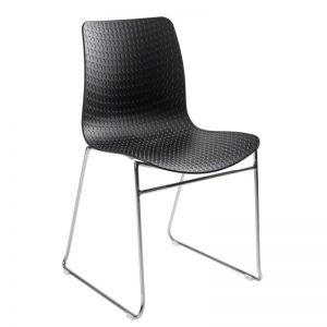Dalmi - Black Plastic Armless Office Chair with Chrome Leg