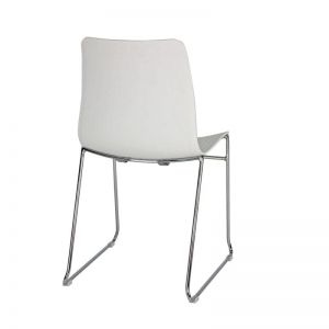 Dalmi - White Plastic Armless Office Chair with Chrome Leg