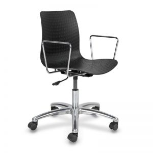 Dalmi - Black Plastic Chief Armchair with Chrome Arms