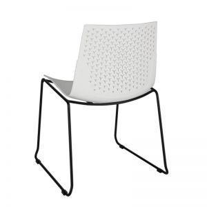 Roy - Boyalı Ayaklı Kolsuz Beyaz Plastik Gövdeli Bekleme Sandalyesi