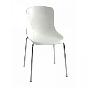Rodos - Krom Boru Ayaklı Beyaz Plastik Gövdeli Bekleme Sandalyesi