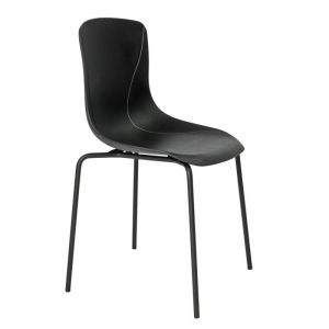 Rodos - Boyalı Boru Ayaklı Siyah Plastik Gövdeli Bekleme Sandalyesi